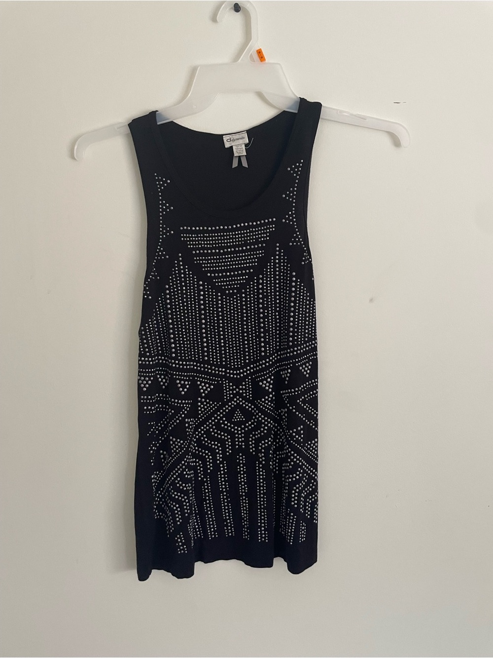 67 Dynamite Black Sleeveless Tank Top with Decorative Tag